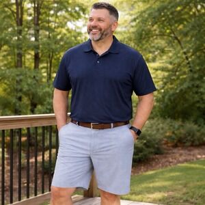 Perry Ellis PGA Tour Golf Shorts Mens 42 Performance Micro check 44 Actual Gray